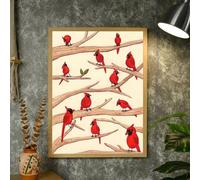 ZHUOYA Tableau sur toile vintage représentant un rouge-gorge, décoration rustique pour la maison, impression botanique, œuvre d'art nature, style ferme (40 x 60 cm/sans cadre)