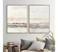 ZHUOYA Tableaux sur toile beige et gris, affiches et impressions abstraites à l'aquarelle, art mural moderne et minimaliste pour la décoration de la chambre (40 * 60X2CM/cadre)