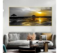 ZHUOYA Toile d'art mural de paysage de montagne dorée, affiche scandinave en noir et blanc, impression d'art pour décoration moderne, photo 20x40 cm sans cadre