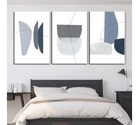 ZHUOYA Toile murale abstraite bleu gris, affiche, peinture, papier peint, salon, chambre à coucher, décoration d'intérieur moderne (60 x 90 cm, sans cadre)