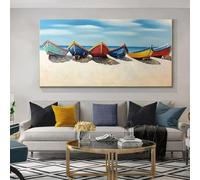 ZHUOYA Toile murale abstraite représentant un voilier coloré, paysage marin paisible, style moderne, décoration d'intérieur (50 x 70 cm)