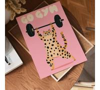 ZHUOYA Une œuvre d'art qui ne peut pas aller à la salle de sport, affiche drôle de chat cible poids fort, décoration d'impression d'art d'haltérophilie (60x90cm)