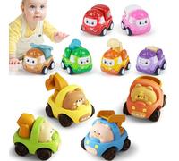 ZHUOYOU Voitures Jouets pour Bébé 1 2 3 Ans, 10 Pièces Jouets Friction Véhicules Animaux Pull Back Voiture, Dessin Animé Voiture Push and Go Éducation Cadeau Enfant 12-18 Mois Garçons Filles