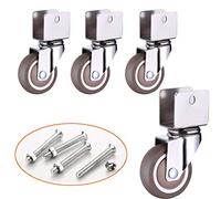 ZHUOZ1T 4 roulettes pour Meubles en Forme de U,roulettes Pivotantes 2" 50mm pour Lit de Bébé,Rouleau en Caoutchouc,avec Vis,Capacité de Charge Maximale 78kg,Double Roulement(Swivel16mm)