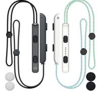 ZHUROUPU 2 Paires de Poignets pour Joycon pour Nintendo Switch, Poignet élastique Ajustable pour Manette de Jeu Verrouillage de poignée LED Lanyard Poignée Accessoires, avec Thumb Grip Stick Caps