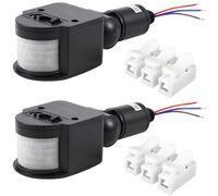 ZHUROUPU 2 pièces Détecteur de Mouvement Infrarouge PIR 12 V, Montage Mural extérieur, Angle de détection réglable à 180°, pour Lampes murales et Lampes de Jardin, avec borne CH3 (Noir)
