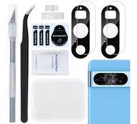 ZHUROUPU 2 pièces pour Google Pixel 8 Pro Remplacement de Verre d'objectif de caméra arrière avec adhésif préinstallé Compatible pour Google Pixel 8 Pro 6,7 Pouces G1MNW GC3VE (Noir)