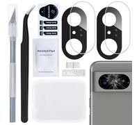 ZHUROUPU 2 pièces pour Google Pixel 8 Remplacement de Verre d'objectif de caméra arrière avec adhésif préinstallé Compatible pour Google Pixel 8 6,2 Pouces G9BQD GKWS6 avec (Noir)
