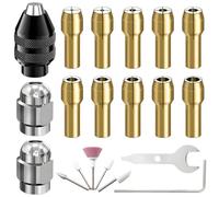 ZHUROUPU 4486 Jeu de Pinces de mandrin de perceuse, 17 pièces d'accessoires pour mandrin d'outil Rotatif pour Dremel, Remplacement de Tige de 0,8 à 3,2 mm, 4485 écrou métallique en Laiton pour Pince