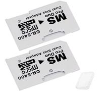 ZHUROUPU Adaptateur Double Micro SD/SDHC vers Memory Stick Pro Duo pour Playstation pour PSP 1000 2000 3000 E1000 3001 3003 et Appareil Photo pour Sony Cyber Shot, Carte TF vers MS Pro Duo