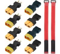 ZHUROUPU Connecteur XT60 vers Deans T Plug sans Fil, 8 pièces Adaptateur de Conversion XT60 mâle/Femelle vers Deans T Plug Femelle/mâle pour Chargeur de Batterie RC Lipo NiMH pour Drones RC