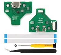 ZHUROUPU JDS-011 / JDM-011 Remplacement Micro USB Charging Adaptateur Réparation de réparations Pièce Circuit avec câble Flexible à 12 Broches et lumière LED pour Le contrôleur pour PS4