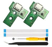 ZHUROUPU JDS-040 / JDM-040 Remplacement Micro USB Charging Adaptateur Réparation de réparations Pièce Circuit avec câble Flexible à 12 Broches et lumière LED pour Le contrôleur pour PS4