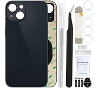 ZHUROUPU Remplacement de la Couverture arrière (sans Logo) pour iPhone 13, Trousse d'outils de réparation Professionnelle, éhérence et élastiques préinstallés (6,1 Pouces/Minuit)