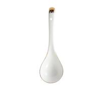 zhuyanbo007 Grande cuillère, Grandes cuillères à Soupe asiatiques, cuillères à Riz Blanc, cuillère à Soupe Chinoise Won Ton avec Bords décoratifs dorés 1 pièce,Couverts