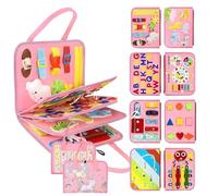 ZHVoyage Livre D'eveil Double Face en Tissu,Livre Tissu Bébé,Planche d'Activités Jouet Éducatif Sensoriel Préscolaire pour Le Développement de la Motricité, Cadeau pour Garçons et Filles (AJS-NEW-04)