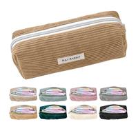 ZHVoyage Trousse à Crayon,Trousse à Crayon en Velours CôTelé,Grande Trousse De Papeterie, Trousse De Maquillage, Trousse à Crayons avec Fermeture éClair,8 Couleurs au Choix (Abricot)