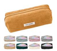 ZHVoyage Trousse à Crayons,Trousse à Crayon,Trousse à Crayon en Velours CôTelé,Grande Trousse De Papeterie, Trousse De Maquillage, Trousse à Crayons avec Fermeture éClair,8 Couleurs au Choix (Jaune)