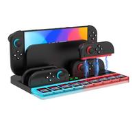 Zhwidnerso Chargeur Manette pour Switch 2, Station de Charge Manette pour Nintendo Switch 2 Joy Con avec 7 Lumières RGB/9 Stockage des Cartes de Jeu, Station de Charge Rapide 4 Joycon Compatible