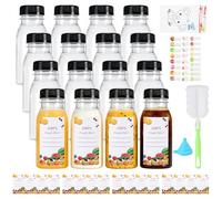 ZHXGO Lot de 16 Bouteilles de Jus Réutilisables de 200 ML avec Couvercles pour Boissons