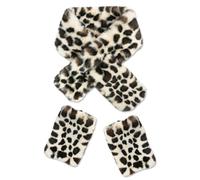 zhxinashu Ensemble Bonnet, Echarpe et Gants Femme, Ensemble de 2 Pièces Composé d'une Echarpe Leopard et Degants Femme Hiver, Idéaux comme Cadeau Noel ou Cadeau Anniversaire(Beige)