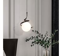 zhxinashu Suspension Luminaire, Lampe Pendante Boule en Verre, Globe Luminaire, Luminaire Industriel, Plafonnier Noir pour la Chambre à Coucher, Le Chevet, Le Salon(Noir)