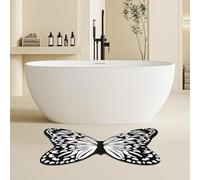 zhxinashu Tapis de Bain Diatomite Papillon Noir et Blanc Tendance, Tapis de Bain Antiderapant Absorbant, Accessoire de Décoration Confortable pour la Chambre, la Cuisine et L'entrée