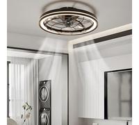 zhxinashu Ventilateur Plafond avec éclairage LED et Télécommande - Lumiere Chambre de 72W Réversible, Ventilateur de Plafond avec 6 Vitesses et Variateur d'intensité lumineuse pour salon (Noir)