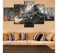 ZHXINNHAO Impression sur toile 5 parties Train Sci-Fi Steampunk 5 pièces Tableau mural Impression d'art 150 x 80 cm Avec cadre Impression sur toile non tissée