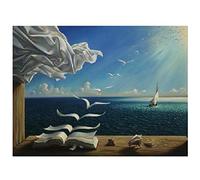 ZHXXFD Broderie Diamant Kit Complet 40X50CM Diamond Painting Plein Point De Croix Broderie Mosaïque Point De Croix Salvador Dali Art Les Vagues Livre Voilier