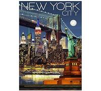 ZHXXFD Broderie Diamant Kit Complet Diamond Painting Enfant New York Diamond Painting Strass Stitch Peinture Diamant 5D Paysage Grand Format Tableau Diamant Adulte 40X60Cm(S1)
