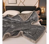 ZHXXFD Couverture Polaire Lit 1 Personne Hiver Chaude Épaisse Et Douce Gris 150X200 Double Épaisseur Uni Grosse Super Fluffy Couverture Canapé