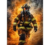 ZHXXFD Diamond Painting Adulte Pompier Sur Fond De Flamme 30X40 Kit de Peinture Diamant 5D Enfants,Broderie Diamant Kit Complet,Diamant Strass Art Point de Croix Mosaïque,A17