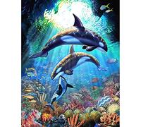 ZHXXFD Diamond Painting Broderie Diamant Kit Complet Stitch Grand Format Dauphin 30X40 Enfant Adulte Peinture Diamant Strass Full Paysage Animaux Tableau Diamant Kits(A179)