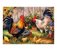 ZHXXFD Diamond Painting Strass Complet Enfant Coq Poule Poussins Broderie Diamant Kit Complet Grand Format Paysage Peinture Diamant 5D Adulte Animaux Full Stitch Fille Kits 50X60CM(D146)