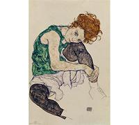 ZHXXFD Peinture Numero Adultes Enfants avec Cadre - numéro d'art - Femme Assise avec Les Genoux Relevés Egon Schiele - Bricolage Peinture par Numero Loisirs Créatifs Paint by Numbers Kits(A108)