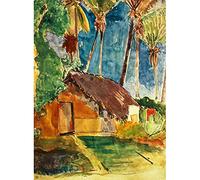 ZHXXFD Peinture Numero Adultes Enfants sans Cadre - numéro d'art - Cabane De Paille sous Les Palmiers Paul Gauguin - Bricolage Peinture par Numero Paysage Paint by Numbers Kits(A89)