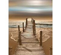 ZHXXFD Peinture par Numéro 40x50CM Adulte Pont De l'eau Plage Bord De Mer Paysages DIY Peinture À l'huile Couleur Toile Acrylique Grand Format Art Cadeaux Enfant sans Cadre