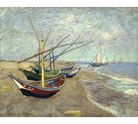ZHXXFD Peinture Par Numero Adulte Enfant Paysage Tableaux Célèbres Avec Cadre 40X50CM Fishing Boats On The Beach - Vincent Van Gogh,A6
