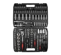 ZHYIBDE Coffret de 172 pièces comprenant douilles et clés à cliquet - entraînements 1/4", 3/8", 1/2", réversible, plates, embouts tournevis joints universels pour la réparation automobile