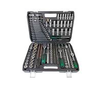 ZHYIBDE Coffret de 214 pièces comprenant douilles et clés à cliquet - entraînements 1/4", 3/8" 1/2", cliquets réversibles 24 dents, cardan rallonges pour la réparation l'entretien automobile