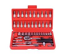 ZHYIBDE Coffret de 46 clés à douille et cliquet, entraînement 1/4 pouce, pour l'entretien des voitures, motos vélos(Red)