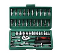 ZHYIBDE Coffret de 46 clés à douille et cliquet, entraînement 1/4 pouce, pour l'entretien des voitures, motos vélos(Green)