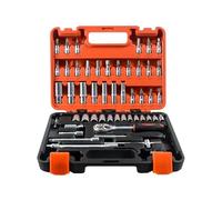 ZHYIBDE Kit d'outils de réparation automobile 53 pièces avec mallette transport en plastique - Jeu douilles, clé à cliquet, dynamométrique et outils main pour l'entretien des véhicules motos