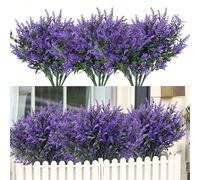 ZHYTUAL 12 Fleurs de Lavande Artificielles 33cm Bouquet Fleur Artificielle Decor Plante Artificielle D'Extérieur, Adaptées aux Jardins Intérieurs et Extérieurs, Balcons, Rebords de Fenêtre (Violet)