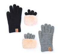 ZHYTUAL 2 Gants Hiver Gant Tactile Gants Velo Homme Gants Chauds Adaptés à La Course à Pied au Ski et au Cyclisme Noirs et Gris Clair