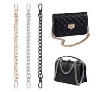 ZHYUAN 100cm 3 pièces,Chaîne de Sac à Main,Chaîne de Sac à Bandoulière,Chaîne de Sac à Main Noir,Chaîne Sac à Main avec Boucles Pivotants,Sangle Sac chaîne Plate,Chaîne de Sac à Main Métal