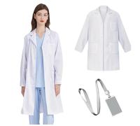 ZHYUAN Blouse coton femme homme,Blouse blanche,équipé d'un petit porte-cartes,Blouse femme homme,Blouse de travail homme femme,Blouses blanches longues,adapté aux jeux de rôle scolaires des étudiants