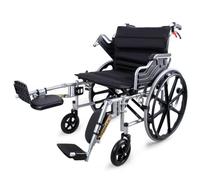 zhyunvd Chaise Roulante Pliable Legere,Fauteuil Roulant pour Adultes,pour Les Handicapés Et Les Personnes Âgées,Accoudoirs Et Repose-Pieds Fixes,Ceinture De Sécurité,pour Tous Les Terrains A