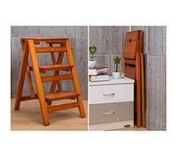 ZHZ-DT Escabeau à 3 marches Bois, Marche-Pieds Pliable, Marchepied Tabouret à échelle Pliant Securité Antidérapant for Adultes Enfants pour Camping-Car Cuisine Bibliotheque Intérieur Extérieur, Noyer